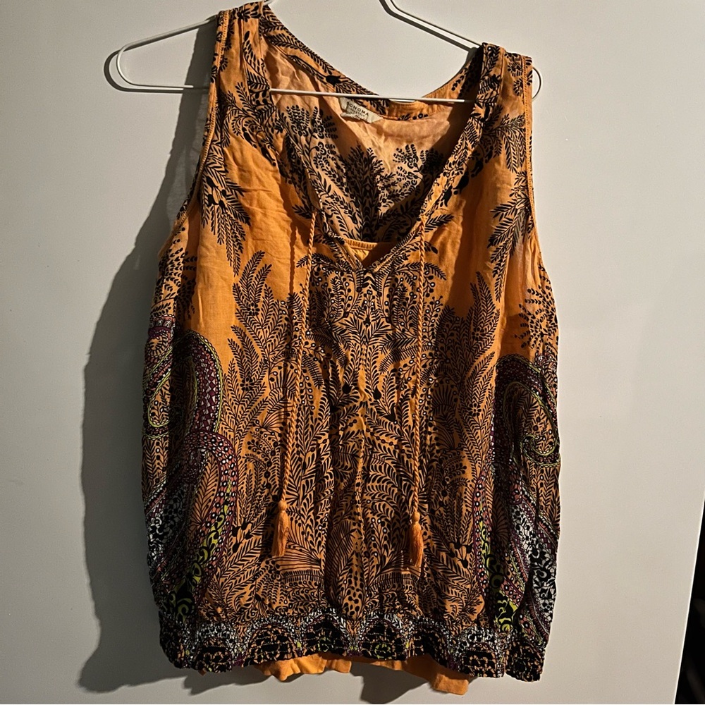 Sonoma Black Printed Orange Tank Top with orange liner. Size xlg by Sonoma